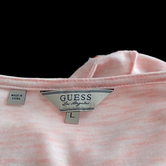 GUESS Short Sleeve Peach Top with Metal Stud Embellishments Size LARGE - Picture 4 of 5